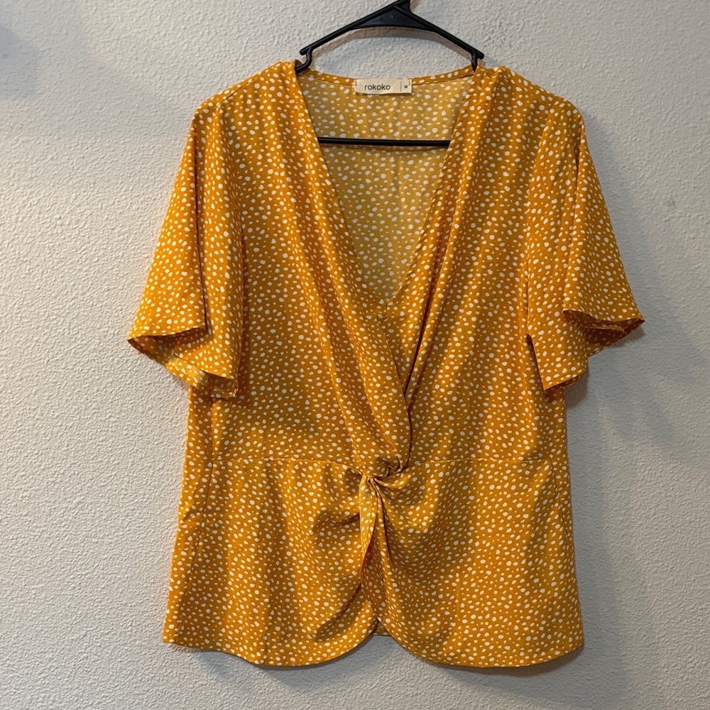 Rokoko Women's Yellow Polka Dot Top